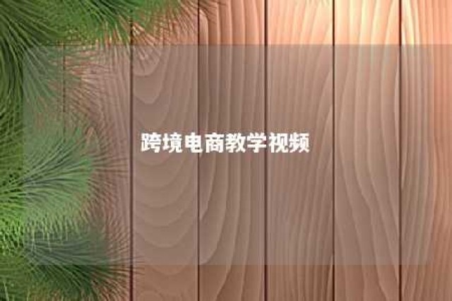 跨境电商教学视频 跨境电商课堂