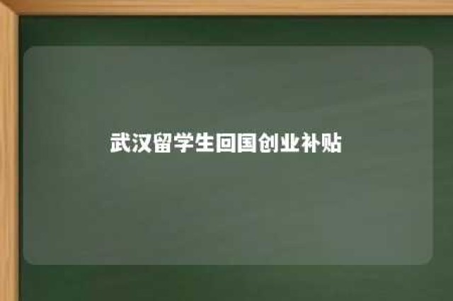 武汉留学生回国创业补贴 武汉留学生回国创业补贴怎么申请